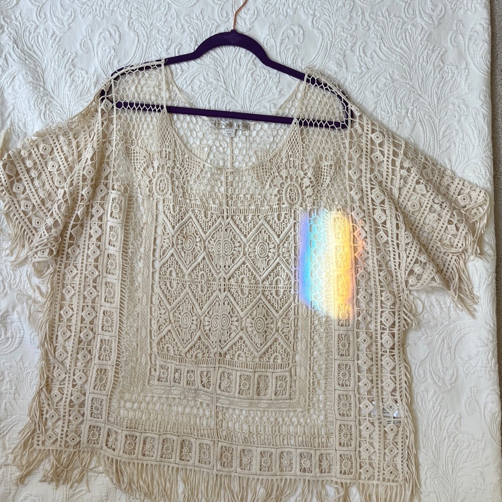 Boston Proper Crochet Lace Blouse in Cream